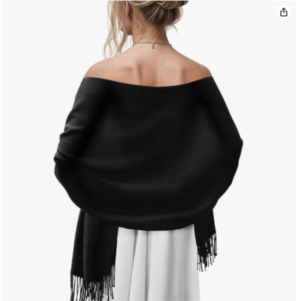 PAMEILA Women's Scarf Pashmina Shawls and Wraps - Black